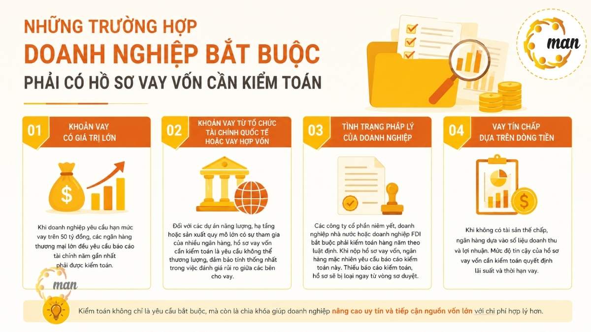 Những trường hợp doanh nghiệp bắt buộc phải có hồ sơ vay vốn cần kiểm toán