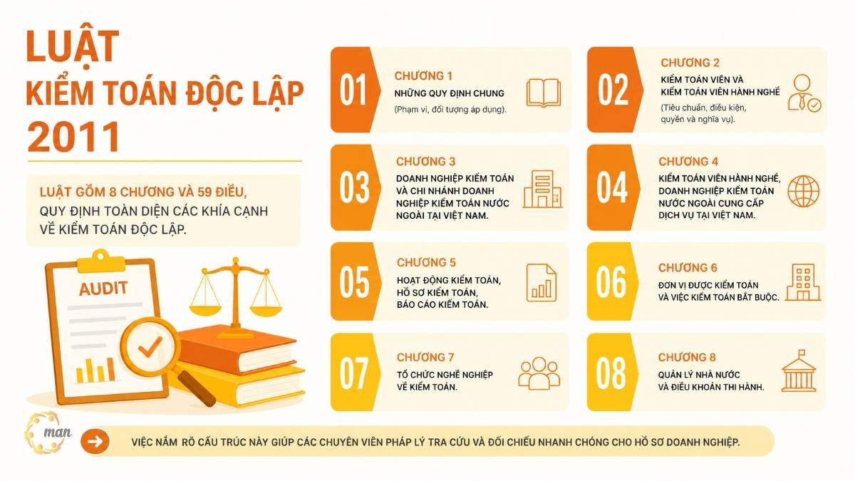 Bố cục chính của Luật kiểm toán độc lập 2011