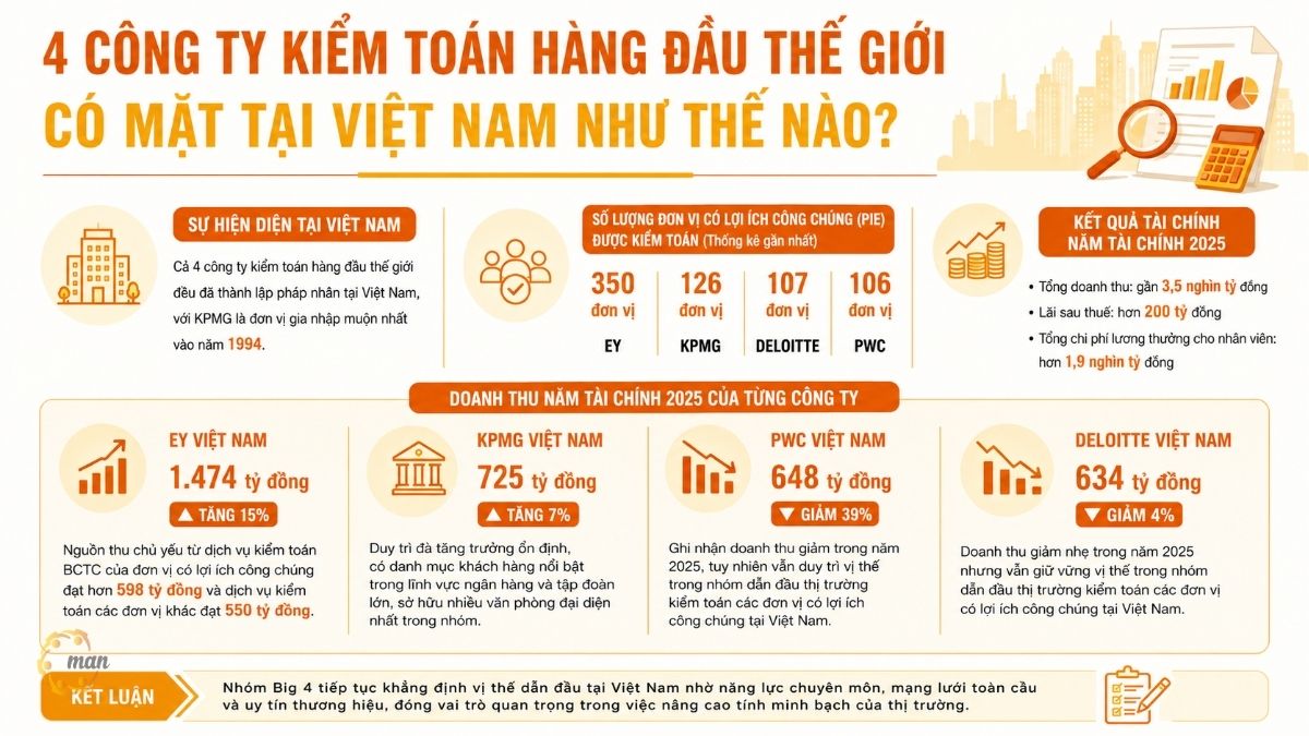 4 công ty kiểm toán hàng đầu thế giới có mặt tại Việt Nam như thế nào