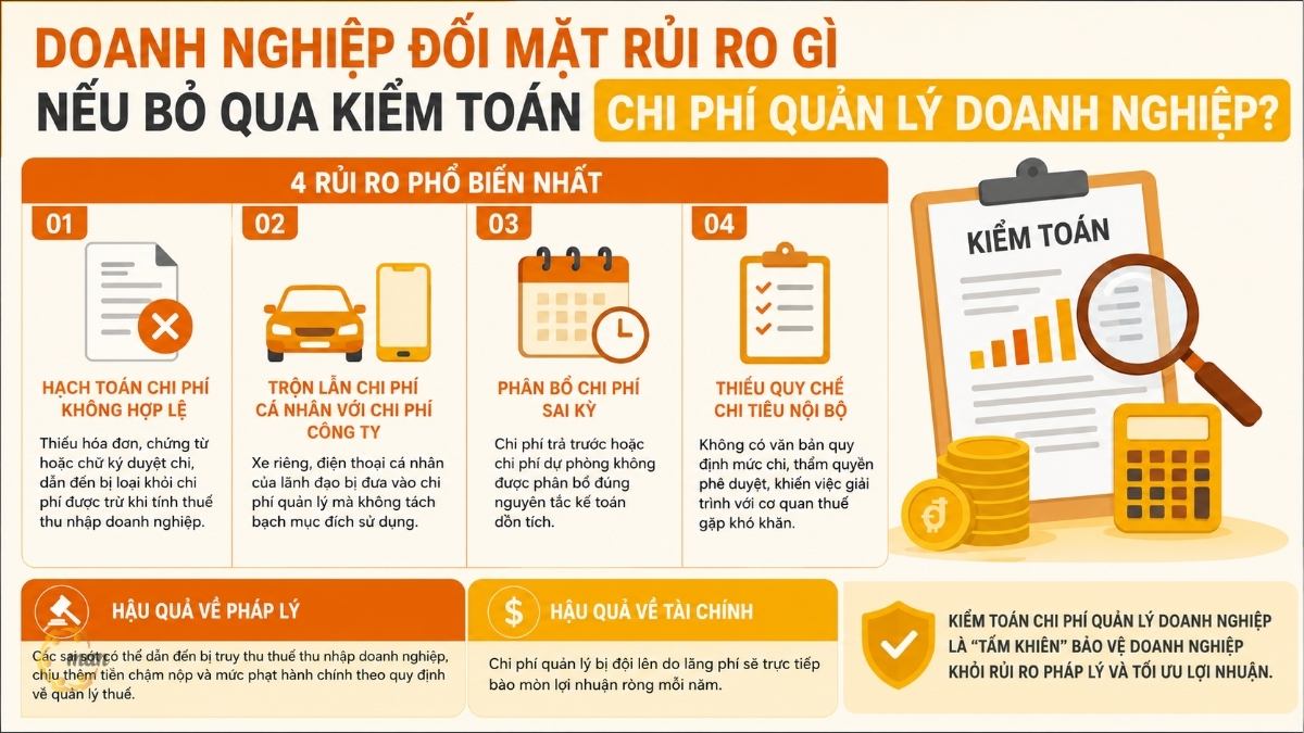 Doanh nghiệp đối mặt rủi ro gì nếu bỏ qua kiểm toán chi phí quản lý doanh nghiệp?